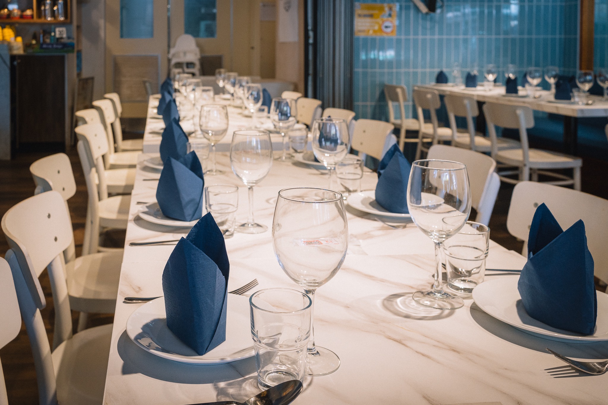 Long table setup at Marko's function room